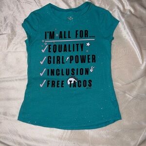 Justice Teal Graphic Tee with Empowering Messages